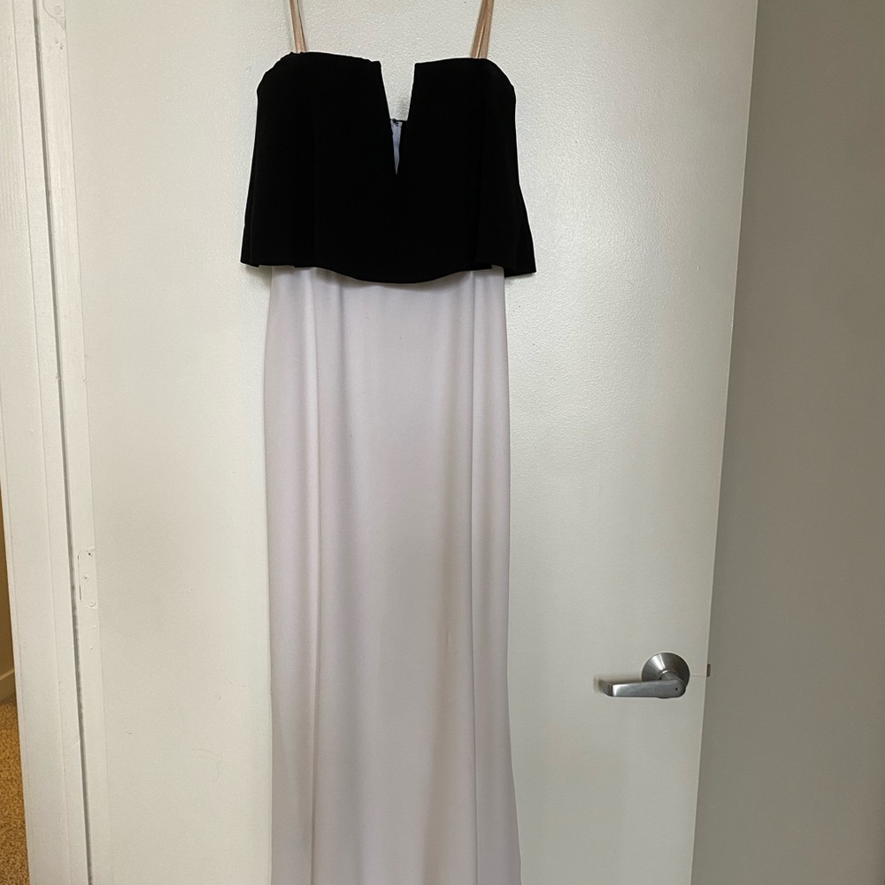 Strapless BCBG Black & White Gown